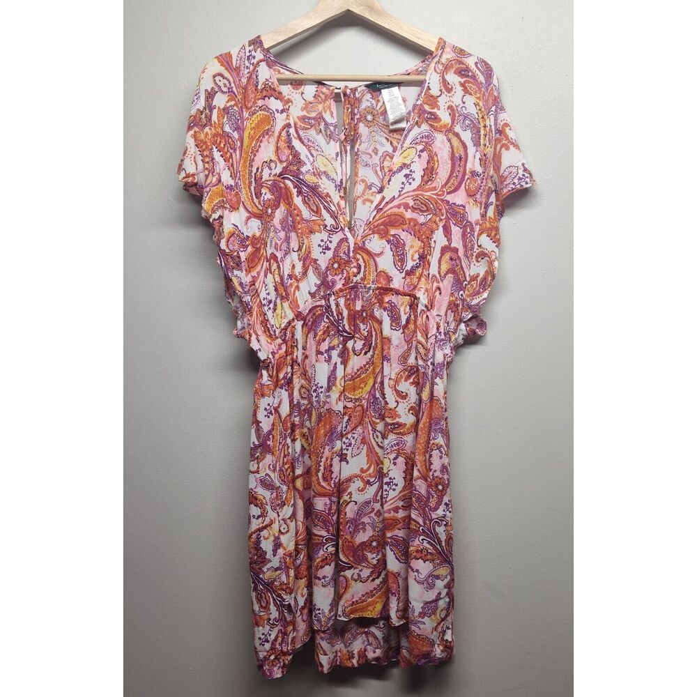 Lauren Ralph Lauren Mini Dress Women Size L Pink Relaxed Short Sleeve Beachy